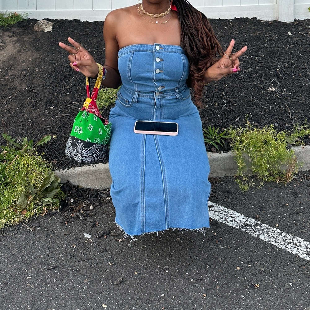 Strapless denim dress